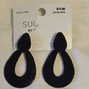 Sugar Elegant Black Loop Earrings